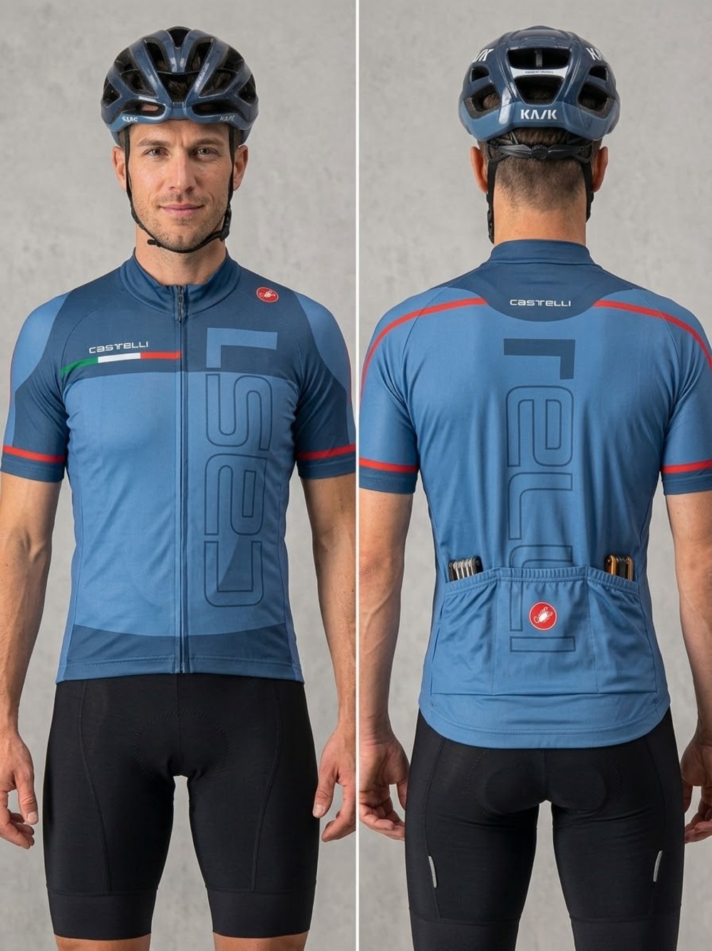 Castelli Men's Short Sleeve Cycling Jersey in Blue